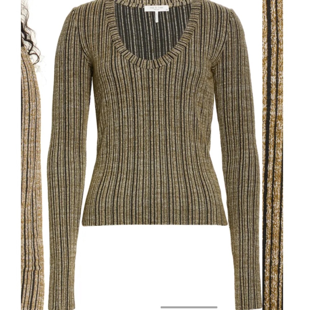 Rag & Bone Raimi Ribbed Long Sleeve Top size XS Seed color